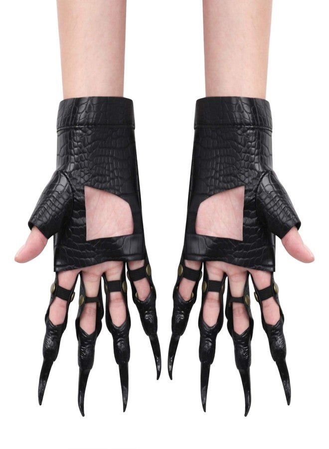RUIXIB PU Leather Dragon Claw Gloves Black Cosplay Paw Gloves Halloween Costume Dress UP Horror Props Party Accessories - Image 2